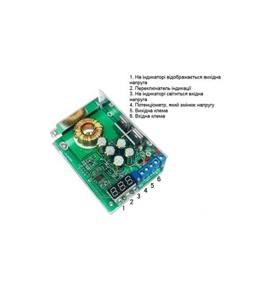 Понижающий преобразователь DC 3.5-30V to 0.8-29V 10A 300W (15487)