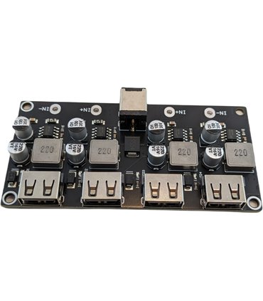 Модуль понижения напряжения DC QC2.0 QC3.0 4*USB DC 5.5*2.5мм 6-32V to 5V (19230)