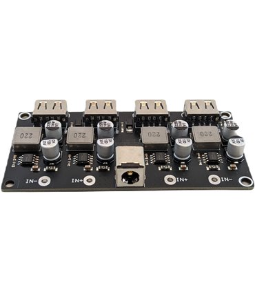 Модуль понижения напряжения DC QC2.0 QC3.0 4*USB DC 5.5*2.5мм 6-32V to 5V (19230)