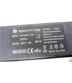 Блок питания DC 24V 3A штекер 5.5*2.1 с сетевым кабелем 123*50*30мм (15981)