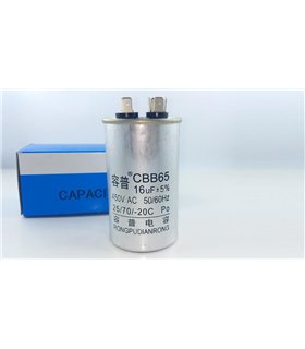 Пусковой конденсатор 16uf 450VAC CBB65 50*125мм (16918) Пусковой конденсатор 16uf 450VAC CBB65 50*125мм (16918)