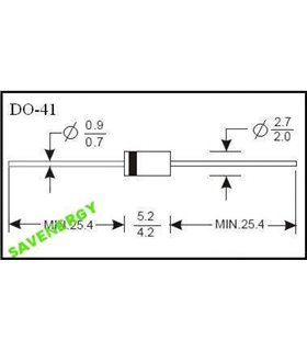 Диод выпрямительный 1N4001 IN4001 1А 50В DO41 10шт (10298)