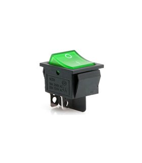 Переключатель двухполюсный KCD4 с подсветкой зеленый 16A 250V (17415)