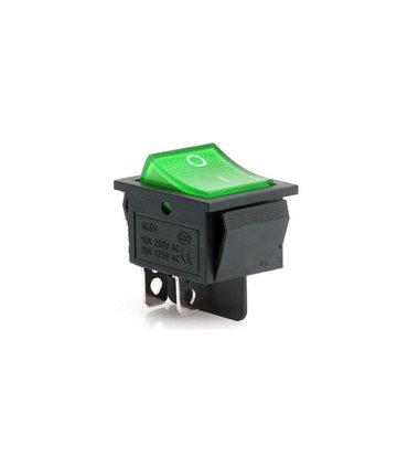 Переключатель двухполюсный KCD4 с подсветкой зеленый 16A 250V (17415)