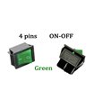 Переключатель двухполюсный KCD4 с подсветкой зеленый 16A 250V (17415)