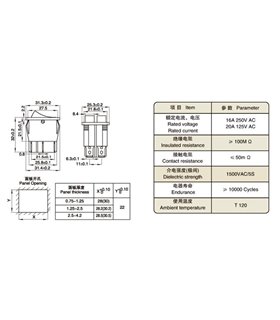 Переключатель двухполюсный KCD4 с подсветкой зеленый 16A 250V (17415)