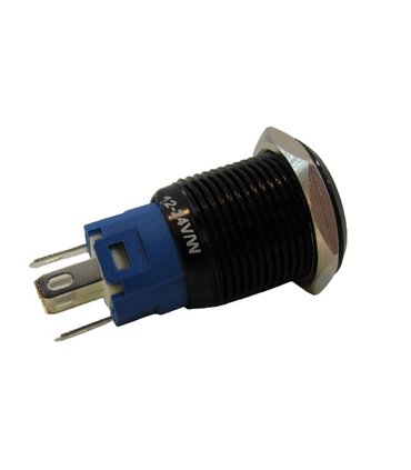 Кнопка антивандальная тактовая без фиксации черная 16мм белый цвет (18121)