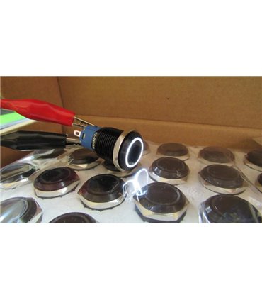 Кнопка антивандальная тактовая без фиксации черная 16мм белый цвет (18121)