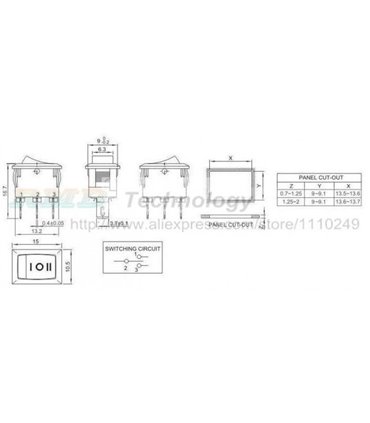 Переключатель три позиции KCD11 10*15мм 3A 250V три контакта (16040)