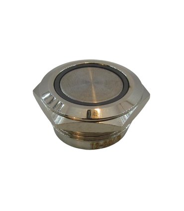 Кнопка антивандальная тактовая без фиксации хром 19мм синий цвет (18108)