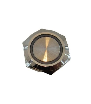 Кнопка антивандальная тактовая без фиксации хром 19мм синий цвет (18108)