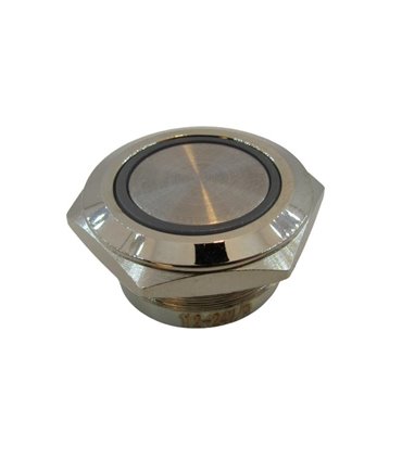 Кнопка антивандальная тактовая без фиксации хром 19мм красный цвет (18106)