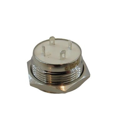 Кнопка антивандальная тактовая без фиксации хром 19мм красный цвет (18106)