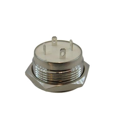 Кнопка антивандальная тактовая без фиксации хром 19мм зеленый цвет (18101)