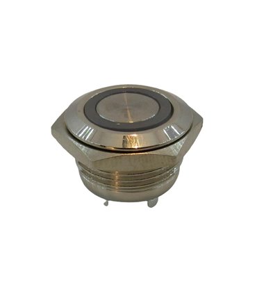 Кнопка антивандальная тактовая без фиксации хром 16мм желтый цвет (18113)