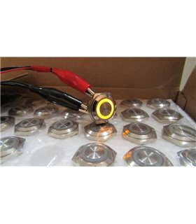 Кнопка антивандальная тактовая без фиксации хром 16мм желтый цвет (18113)