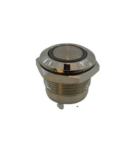 Кнопка антивандальная тактовая без фиксации хром 12мм красный цвет (18114)