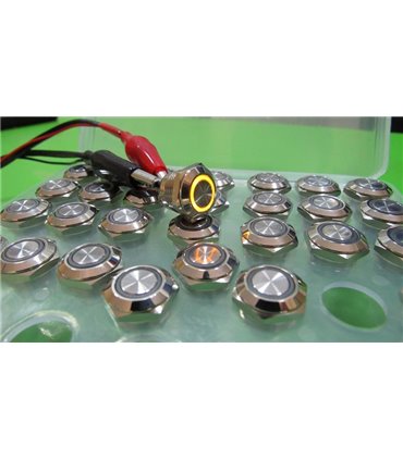 Кнопка антивандальная тактовая без фиксации хром 12мм желтый цвет (18115)