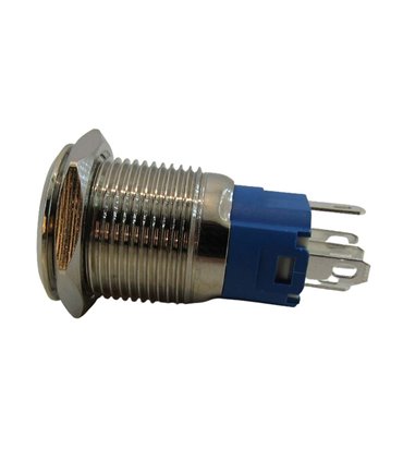 Кнопка антивандальная 16мм желтая с фиксацией с подсветкой 220VAC (17222)