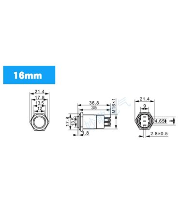 Кнопка антивандальная 16мм selflock с фиксацией 220VAC (17220)
