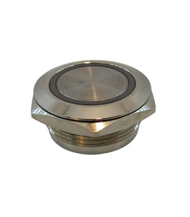 Кнопка антивандальная тактовая без фиксации хром 22мм синий цвет (18105)