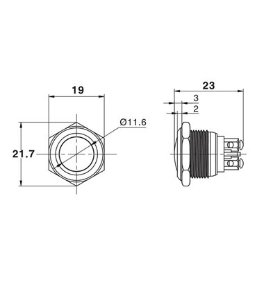 Антивандальная кнопка без фиксациии 16мм DC 9-24V (14320)